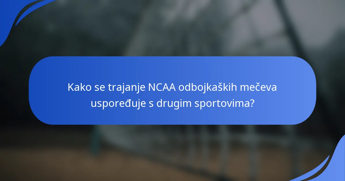 Kako se trajanje NCAA odbojkaških mečeva uspoređuje s drugim sportovima?
